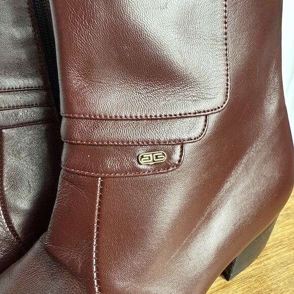 Besserro Ankle Dress Boots Men's 7.5 Goat Leather Dark Red Wine Burgundy Heeled - Picture 2 of 14